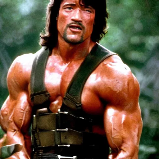 Image similar to arnold schwarzenegger as john rambo in first blood