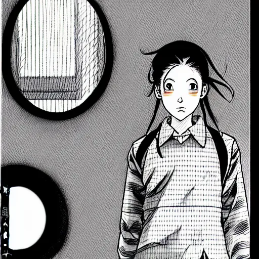 Image similar to young girl by naoki urasawa, detailed, japanese manga, comic, illustration