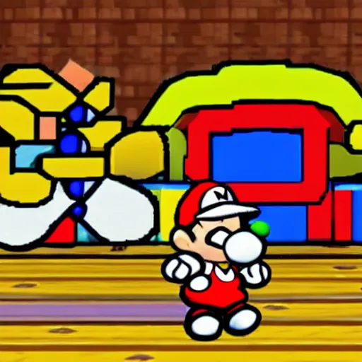 Prompt: paper mario on the n 6 4