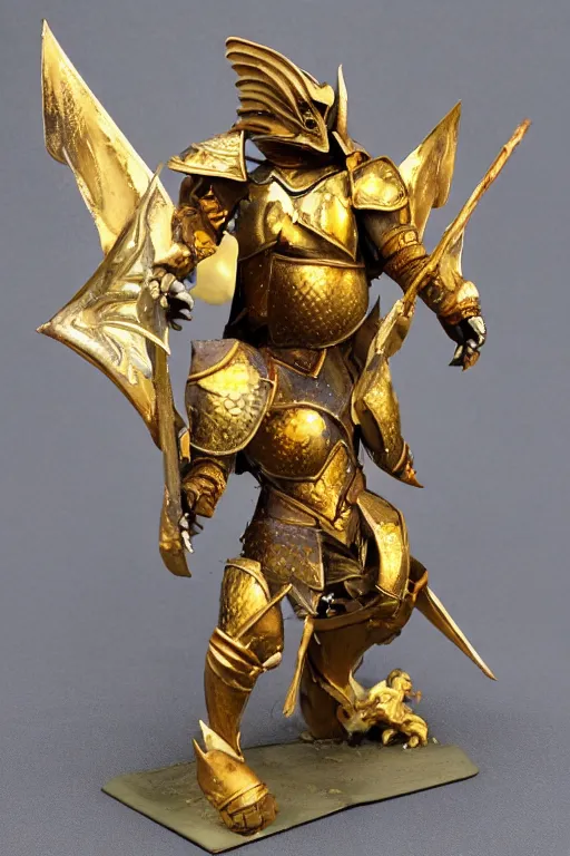 Image similar to Golden dragon born fighter wearing plate armor