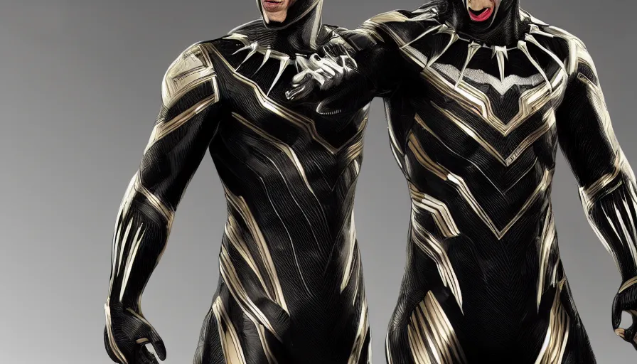 Image similar to white and gold black panther suit, hyperdetailed, artstation, cgsociety, 8 k
