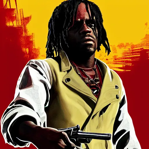 Image similar to Rapper Chief Keef In red dead redemption 2 digital art 4K quality super realistic