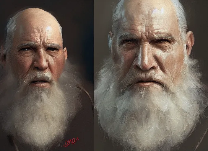 Image similar to concept art oil painting of and Old man by Jama Jurabaev, extremely detailed, brush hard, artstation