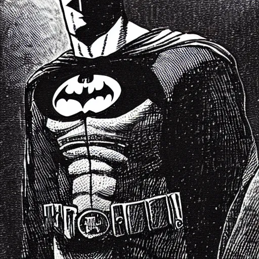 Image similar to a old timey picture of batman, hd, old timey, intricate detail, old, vintage