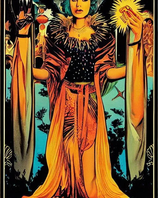 Image similar to “ a 1 9 8 0 s pulp poster of the high priestess tarot card, detailed, 4 k, poster design ”