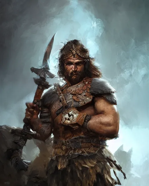 Prompt: Barbarian warrior, handsome, portrait, intricate, detailed, volumetric lighting, scenery, digital painting, highly detailed, artstation, sharp focus, illustration, concept art, ruan jia, steve mccurry