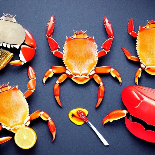crab battle, crab with knife, crab holding knife, crab Stable