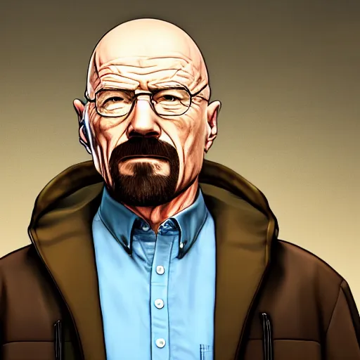 Image similar to Walter White on a GTA V Loading Screen, cell shaded art, 4K