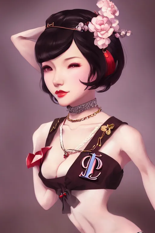 Prompt: a pin up and beautiful fashion charming dreamlke japan girl with lv jewelry, character art, art by artgerm lau and wlop and and ilya kuvshinov and john singer sargent, hyperdetailed, 8 k realistic, symmetrical, frostbite 3 engine, cryengine, dof, trending on artstation, digital art