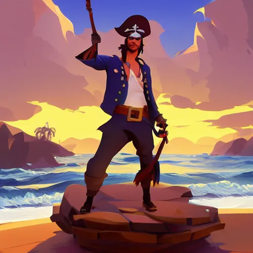 Image similar to painting jack the pirate on sea of thieves game avatar hero mermaid smooth face median photoshop filter cutout vector behance hd by jesper ejsing, by rhads, makoto shinkai and lois van baarle, ilya kuvshinov, rossdraws, illustration, art by ilya kuvshinov and gustav klimt