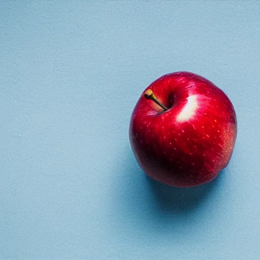 Prompt: red apple on top of the blue apple