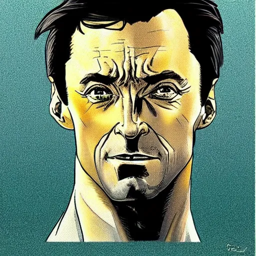 Image similar to “ hugh jackman retro minimalist portrait by jean giraud, moebius starwatcher, color comic, 8 k ”