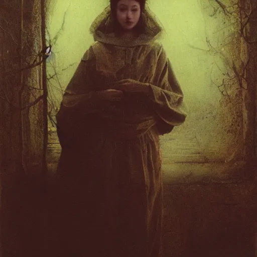 Prompt: style by millais, ( ( ( ( ( ( ( ( by beksinski ) ) ) ) ) ) ) ), portrait painting of victorian era yokai, 8 k, haunting, highly detailed, octane render, by millais,