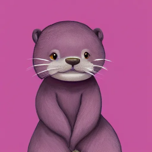 Image similar to a cute, well - drawn, professionally painted anthropomorphic purple otter, furry fandom, furaffinity, digital painting, digital art, detailed, high - resolution