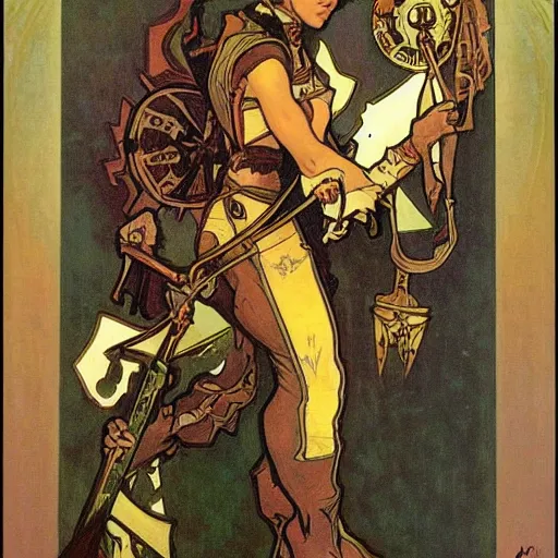 Image similar to skaven hero by alphonse mucha