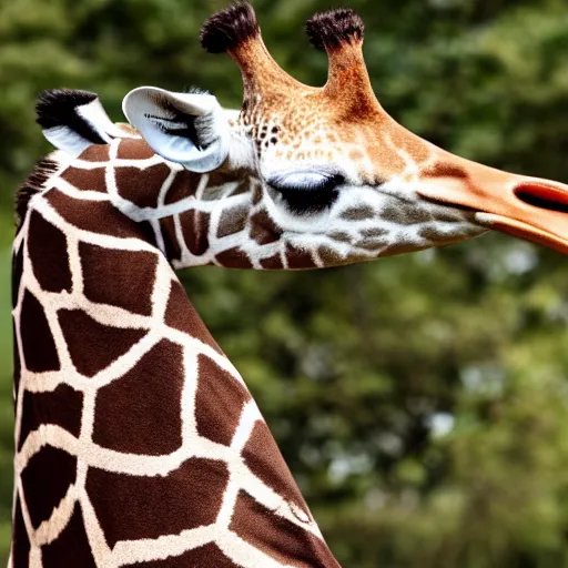 Image similar to duck head on a giraffe