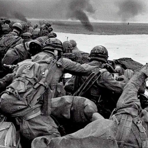 Image similar to normandy landing in the style of saving private ryan