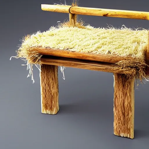 Prompt: furniture made of grass and bacon