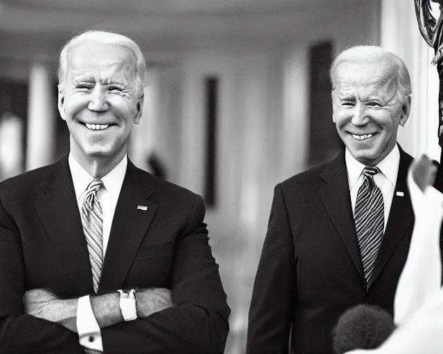 Image similar to president joe biden face to face with president joe biden, nikon 3 5 mm, photograph