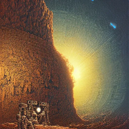 Prompt: seti dishes by dan mumford and beksinski, gustave dore, artstation