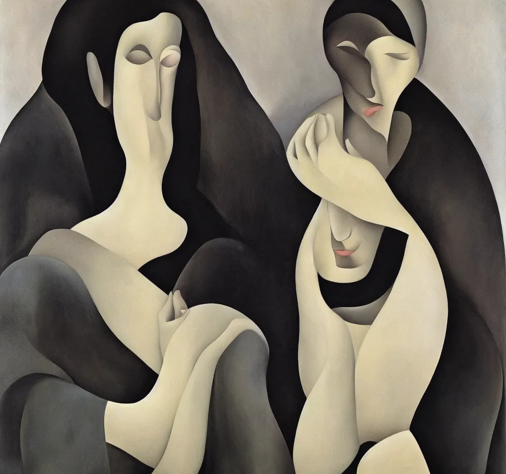 Image similar to portrait of a melancholic lady, by georgia o keeffe