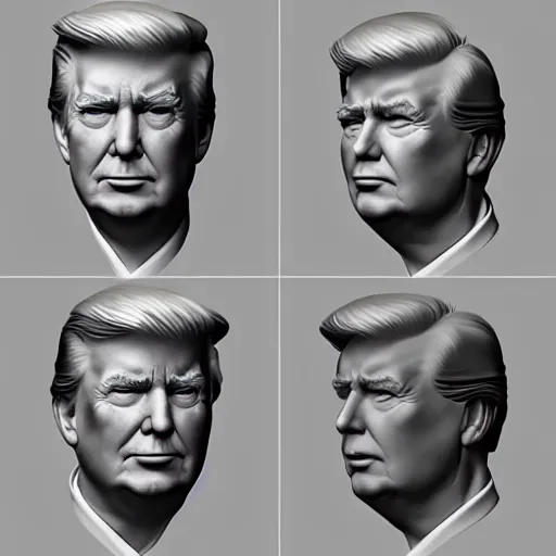 Image similar to donald trump head 3 d model, zbrush, wireframe, retopology, artstation, digital human, xgen hair maya vray arnold