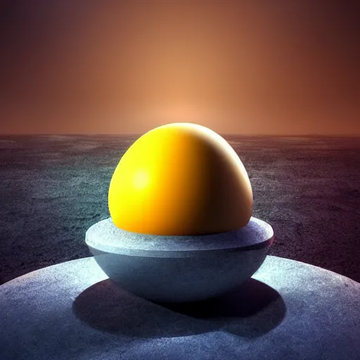 Prompt: a galactic egg is cracked open and the yolk slowly drops out. the yolk is earth. digital art, 3 d render, dramatic lighting, comedy, science fiction