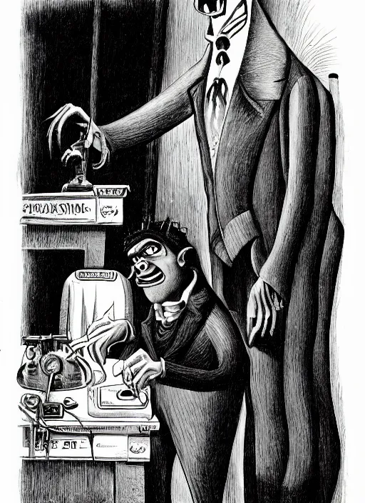 Prompt: frankenstein's monster by charles addams