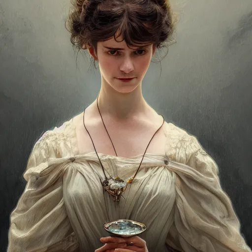 Prompt: a one - quarter portrait of a victorian woman, studio shot, cinematic, artgerm, detailed, intricate, elegant, highly detailed, digital painting, artstation, concept art, smooth, sharp focus, illustration, art by greg rutkowskii, hana yata, artem demura, alphonse mucha