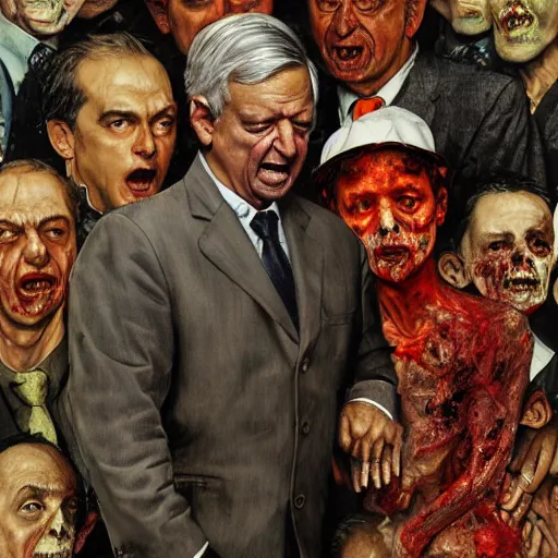 Prompt: zombie andres manuel lopez obrador by norman rockwell