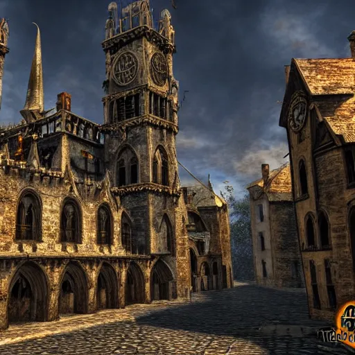 Prompt: gothic medieval city, hdr raytracing, highly detailed