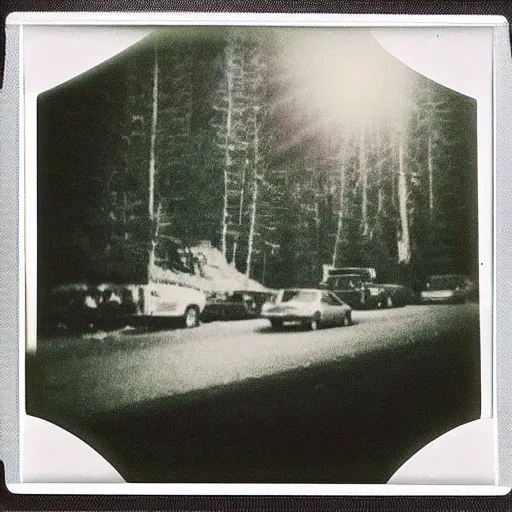 Prompt: “ 1 9 8 0 s polaroid picture of the black lodge from twin peaks, liminal ”