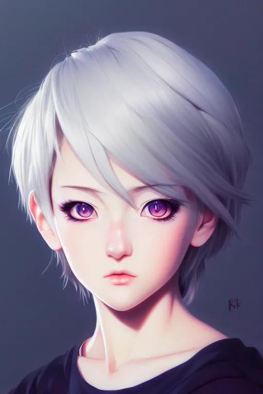 Image similar to portrait Anime girl, cute-fine-face, white-hair pretty face, realistic shaded Perfect face, fine details. Anime. realistic shaded lighting by Ilya Kuvshinov