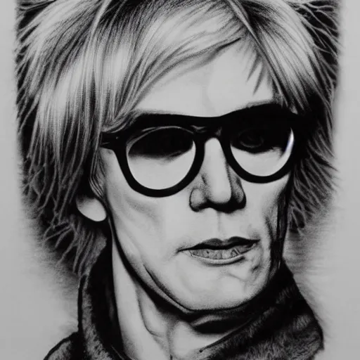 Prompt: pencil illustration of Andy Warhol highly detailed, cinematic,