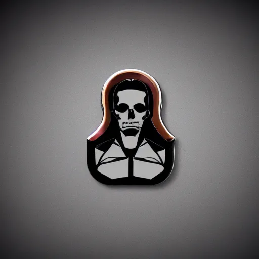 Image similar to transhumanism, metal badge with a hair clip