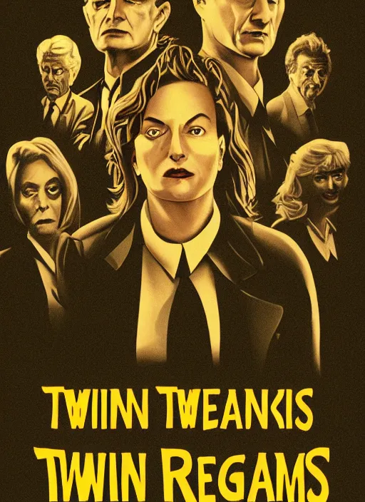 Prompt: Twin Peaks movie poster artwork by T Wolf, P Cattaneo, S Barald