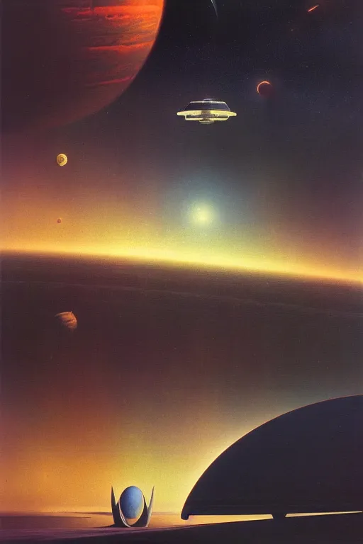 Image similar to space scene by arthur haas and bruce pennington and john schoenherr, cinematic matte painting, zaha hadid building, dark moody color palate,