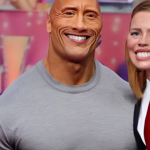 Image similar to Dwayne the rock Johnson with a really big forehead with abbs