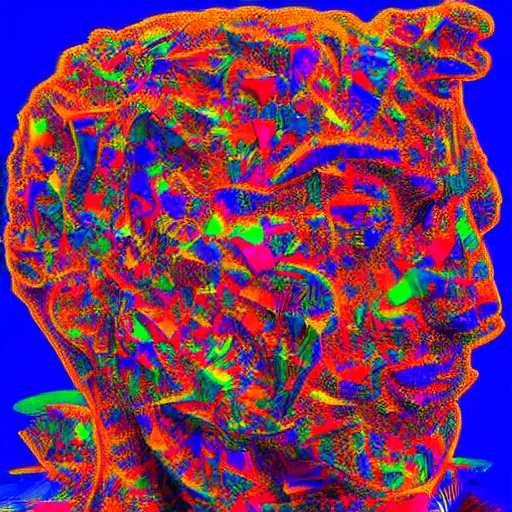 Image similar to Philosophical abstract art! Profile picture. Digital art. 8k resolution. Man made out of hyperbolic functions! Pop art. Trending on Artstation.