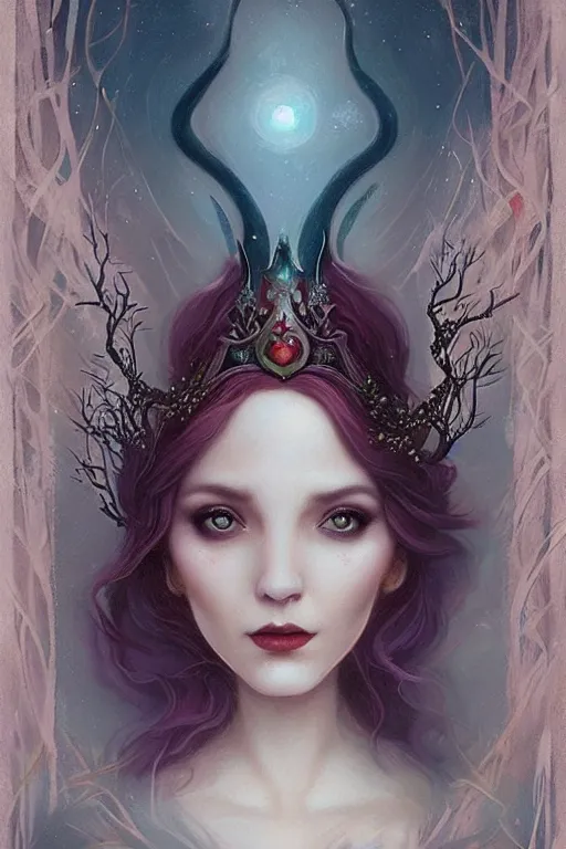 Prompt: jeweled Crown, other worldly, fairy winter court, art nouveau, by Anato Finnstark, Tom Bagshaw, Brom