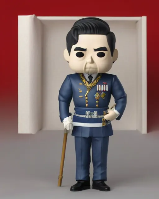 Image similar to full body 3d render of Japanese emperor Hirohito as a funko pop, studio lighting, white background, blender, trending on artstation, 8k, highly detailed