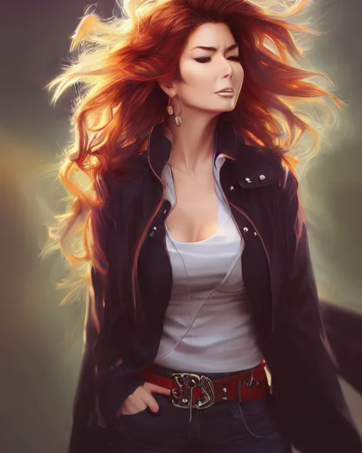 Image similar to anime portrait of Shania Twain by Stanley Artgerm Lau, WLOP, Rossdraws, James Jean, Andrei Riabovitchev, Marc Simonetti, and Sakimichan, trending on artstation