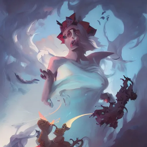 Prompt: a painting in the style of peter mohrbacher and in the style of james jean.