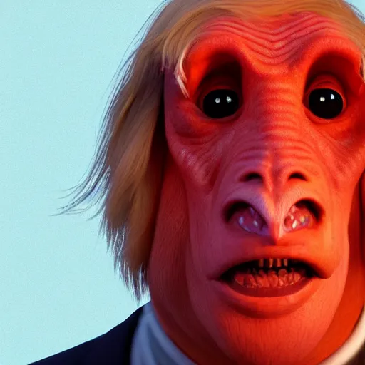 Prompt: (Boris) Johnson as Jar Jar Binks, volumetric lighting, hyperdetailed, in frame, desert landscape