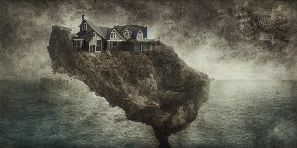 Image similar to a house on a cliff by the ocean by brooke shaden