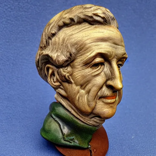Image similar to closeup bust of a new england fisherman, bossons vintage chalkware,