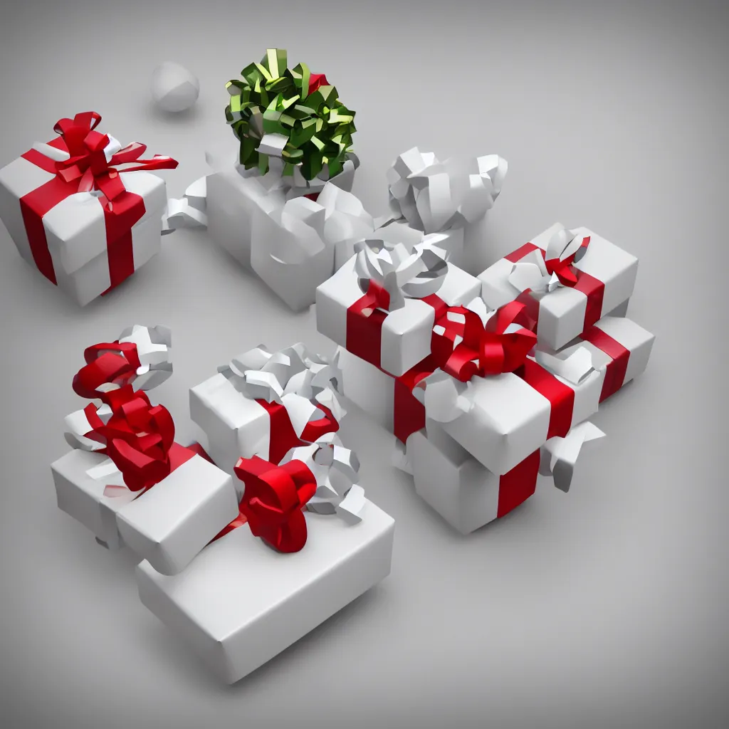 Image similar to gift emoticone, 3 d render, white background, photorealistic, hd