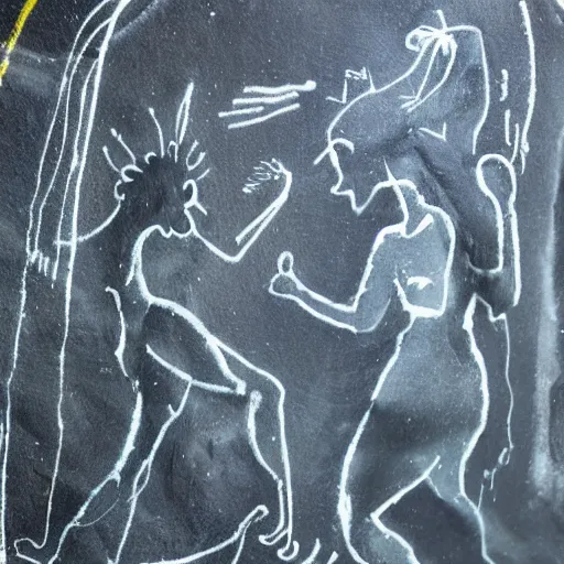 Image similar to cave painting of aliens