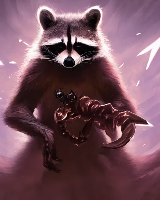 Prompt: Raccoon Shapeshifter, magic the gathering artwork, D&D, fantasy, cinematic lighting, centered, symmetrical, highly detailed, digital painting, artstation, concept art, smooth, sharp focus, illustration, volumetric lighting, epic Composition, 8k, art by Akihiko Yoshida and Greg Rutkowski and Craig Mullins, oil painting, cgsociety