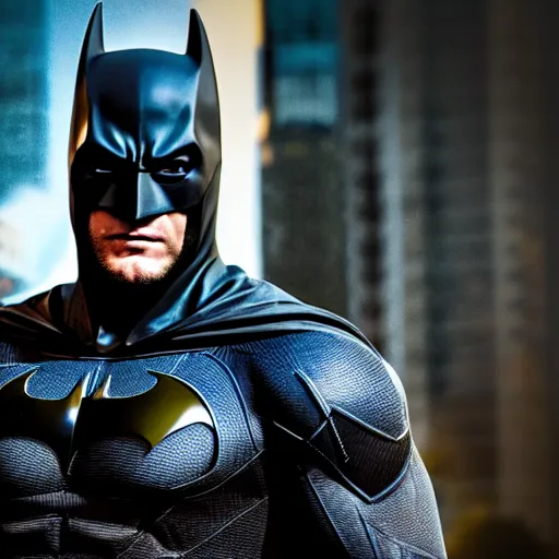 Prompt: Chris Pratt as Batman, Unreal Engine, Xbox Series X, EOS-1D, f/1.4, ISO 200, 1/160s, 8K, RAW, symmetrical balance, in-frame, Dolby Vision